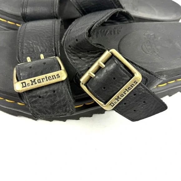 Dr. Martens Myles II Sandals 11 Womens Black Leather Platform Brass Mens 10 - Picture 3 of 12